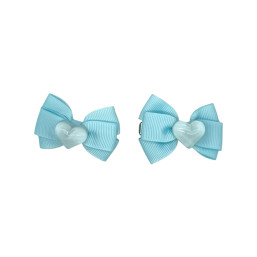 Set of 2 Mini Pastel Heart Clips - Blue